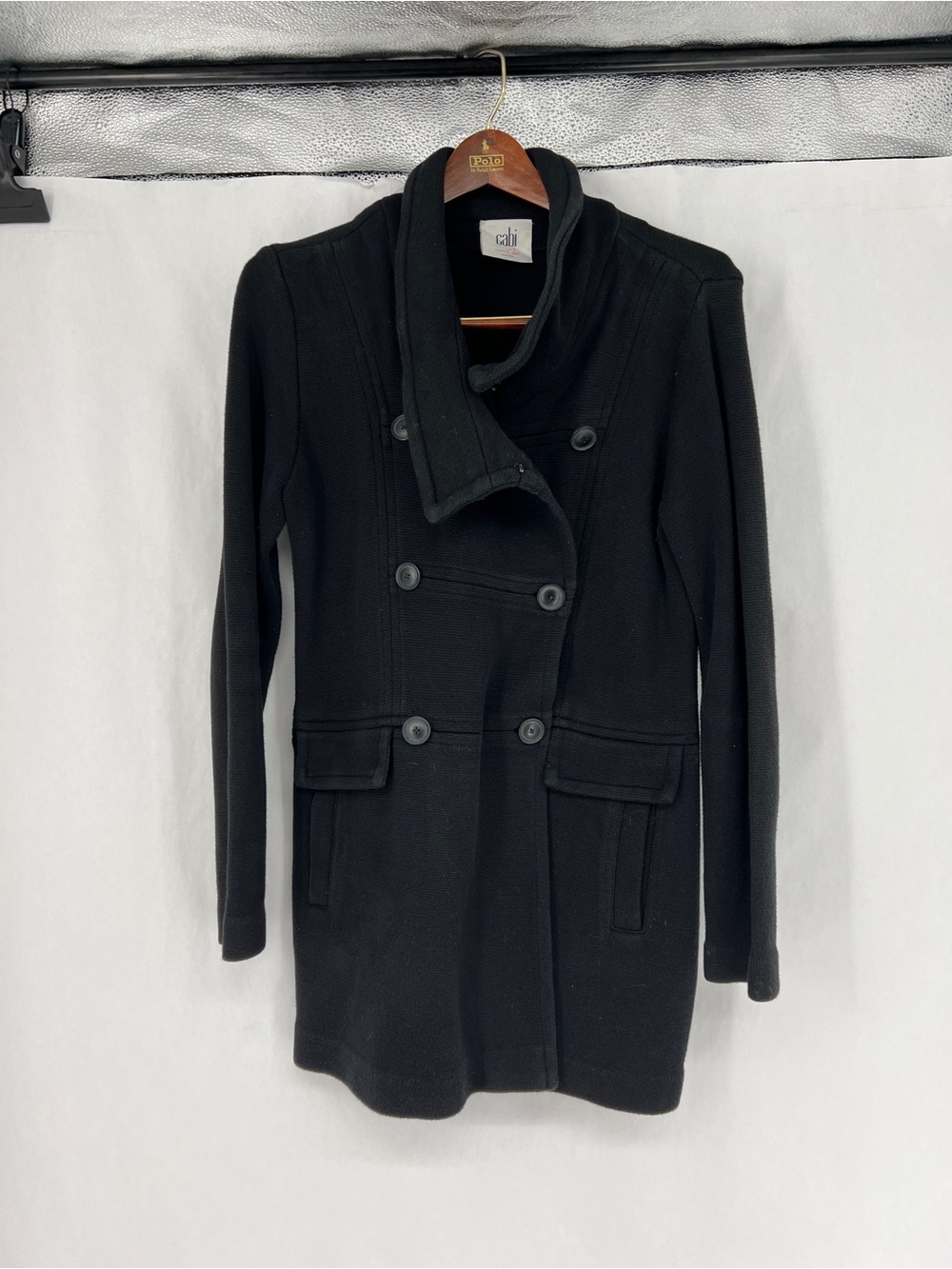 Black Double-Breasted Manor coat #3008